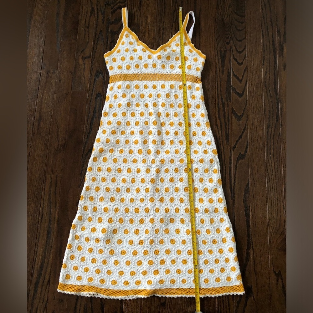 Tory Burch Women’s XS Yellow/White Daisy Crocheted Cotton Midi Dress - EUC! - Picture 10 of 12